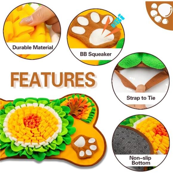 Pet Snuffle Mat for Small & Medium Dogs,Interactive Sniff FeedingMat for Puppies - Picture 3 of 7